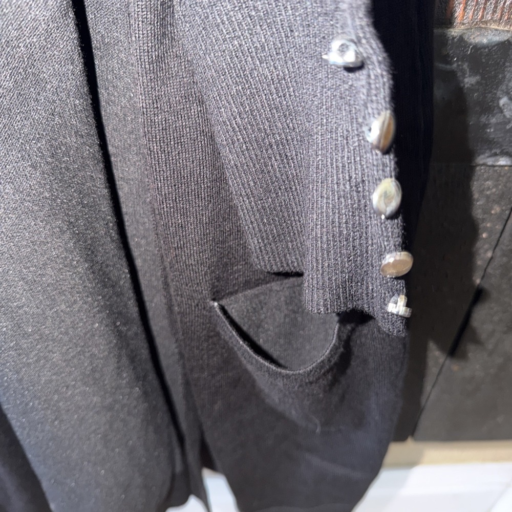 89 + Madison Open Front Long Sleeve Black Cardigan Sweater Womens Size PS Pocket - Picture 5 of 10
